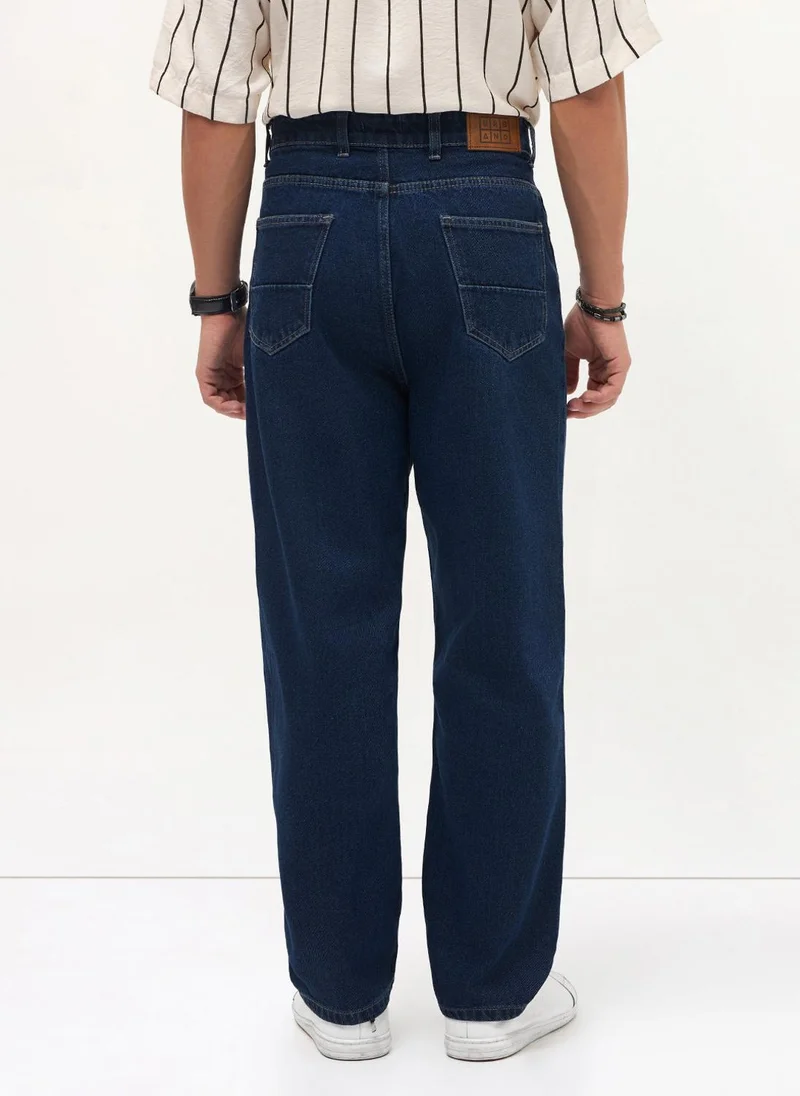 Urbano Fashion  Urbano Fashion Men's Blue Loose Baggy Fit Washed Denim Jeans Non-Stretchable for Men | Best Price UAE